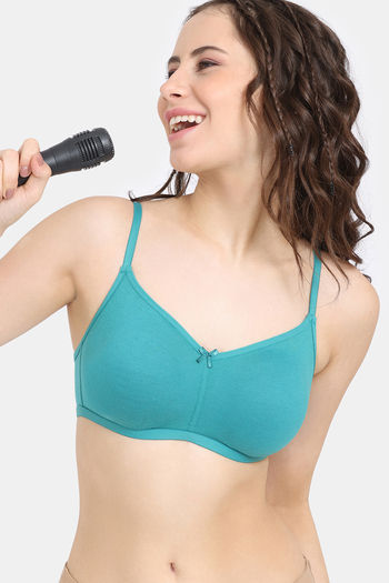 Buy Rosaline Everyday Anti-Microbial Double Layered Non Wired 3/4th Coverage T-Shirt Bra - Peacock Blue
